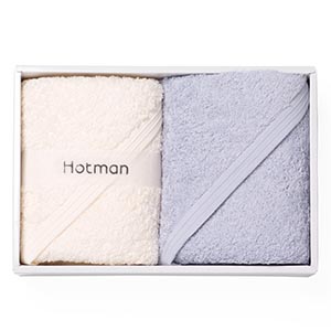 Hotman (ホットマン) 1秒タオル ホットマンカラーシリーズ ハンドタオル2枚セット(アイボリー×ブルー)(HC-10003・IVO)