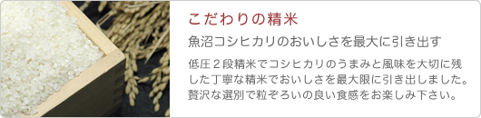 コシヒカリこだわり米の精米