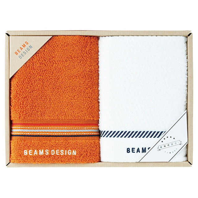 BEAMS DESIGN(ビームス デザイン) フェイスタオル2枚セット [ライン 