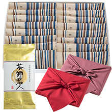 ＜ふるや古賀音庵＞餅のどら焼き【プレーン16個入】【風呂敷包み】＋丸山製茶【茶師名人】