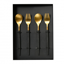 商品画像 Cutipol(クチポール) MIO（ミオ） デザートフォーク・スプーン Black×Gold　【専用化粧箱入り】
