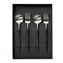商品画像 Cutipol(クチポール) GOA（ゴア） デザートナイフ・フォークセット Brown×Silver　【専用化粧箱入り】