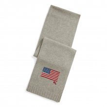 商品画像 POLO Ralph Lauren（ポロ ラルフ ローレン）フラッグ ニット ウールブレンド マフラー[アンドーバー ヘザー(グレー)]【化粧箱入り】