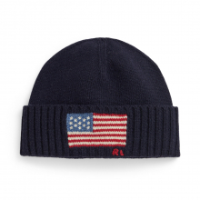 商品画像 POLO Ralph Lauren（ポロ ラルフ ローレン）フラッグインターシャ ウールブレンド ビーニー[コレクション ネイビー]【ラッピングバッグ】