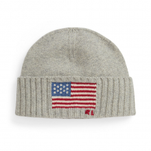 商品画像 POLO Ralph Lauren（ポロ ラルフ ローレン）フラッグインターシャ ウールブレンド ビーニー[アンドーバー ヘザー(グレー)]【ラッピングバッグ】