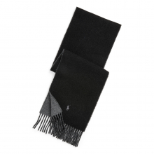 商品画像 POLO Ralph Lauren（ポロ ラルフ ローレン）リバーシブル ウールブレンド マフラー[ポロ ブラック/グレー]【化粧箱入り】