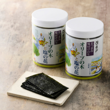 商品画像 丸山海苔店 腕前おかずのりオリーブの木と塩の花　卓上２本箱入（八切64枚×2個）