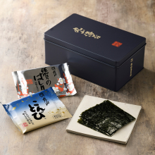 商品画像 丸山海苔店 極上はしり･こんとび2種詰合せ缶入 （四切5枚×16袋）