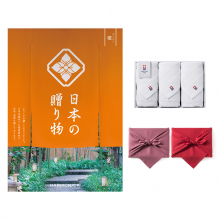 商品画像 日本の贈り物　カタログギフト　橙(だいだい)+今治 綾 フェイスタオル3枚セット【風呂敷包み】