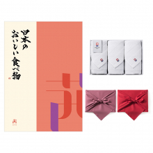 商品画像 日本のおいしい食べ物　グルメカタログギフト　茜コース＋今治 綾 フェイスタオル3枚セット