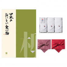 商品画像 日本のおいしい食べ物　グルメカタログギフト　柳コース＋今治 綾 フェイスタオル3枚セット