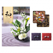 商品画像 和（なごみ） カタログギフト 絣（かすり） ＋銀座菊廼舎（きくのや） 冨貴寄（ふきよせ） 特撰缶JAPAN（小缶） 【風呂敷包み】