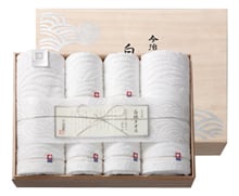 今治謹製 『白織タオル』 木箱入り SR9039 （バスタオル２P／フェイスタオル４P）