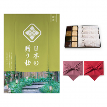 商品画像 日本の贈り物　カタログギフト　抹茶(まっちゃ)+＜KOGANEAN＞【風呂敷包み】こがねもなか・こいねり・どら各4個