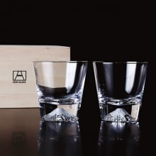 商品画像 田島窯　江戸硝子　富士山　ロックグラス2個セット（木箱入）