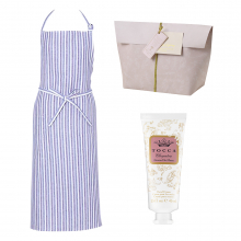 商品画像 LINEN & DECOR（リネン アンド デコール）Bruges（ブルージュ） フルエプロン〔マルチストライプ〕＋TOCCA （トッカ） ハンドクリーム　〔クレオパトラの香り〕