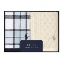 商品画像 POLO RALPH LAUREN HOME（ポロ ラルフ ローレン ホーム）ウォッシュタオル２枚セット（ブルー・クリーム）【化粧箱入り】