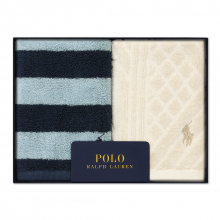 商品画像 POLO RALPH LAUREN HOME（ポロ ラルフ ローレン ホーム）ウォッシュタオル２枚セット（ブルー・クリーム）【化粧箱入り】