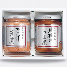 商品画像 新潟 加島屋　ビン詰2-Dセット（さけ茶漬　大ビン× 1／貝柱のうま煮　大ビン × 1）