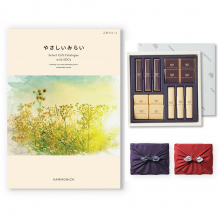 商品画像 【10月14日より出荷予定】やさしいみらい カタログギフト(ふわりコース)+帝国ホテル チョコレート(TA-20BE)セット【京都・風呂敷包み】