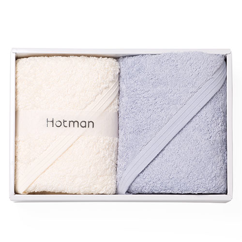 Hotman 1秒タオル ホットマンカラーシリーズ ハンドタオル2枚セット(アイボリー×ブルー)(HC-10003・IVO) [CONCENT]コンセント