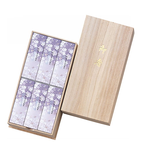 日本香堂 宇野千代のお線香 淡墨の桜 サック6入 桐箱入 Concent コンセント