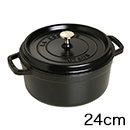 STAUB（ストウブ）　ピコ・ココット ラウンド　24cm　（ブラック）